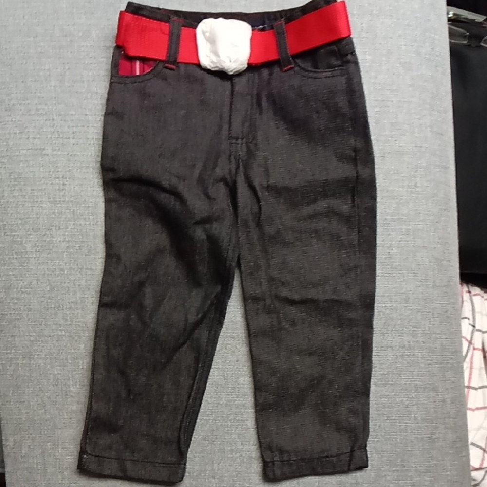 Stylish Kids Denim Pants with Red Belt